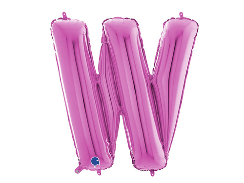 Fukszia W betűs fólialufi - 66 cm - 1 db.