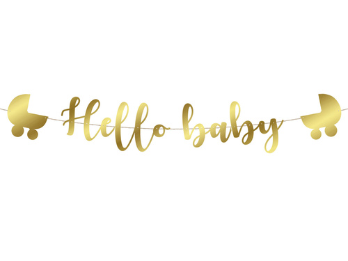 Hello Baby banner arany - 110 cm - 1 db.