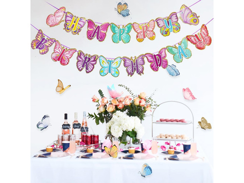 Hapy Születésnapi pillangó füzér - 500 cm - 1 op.