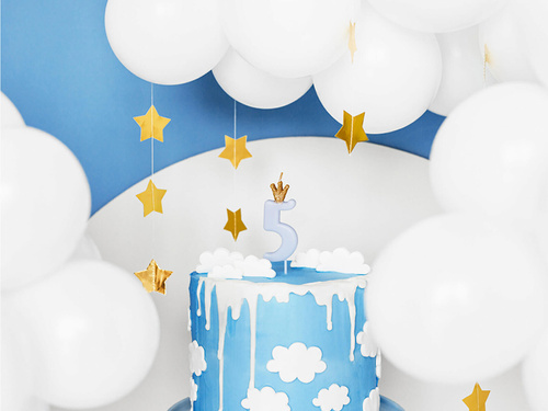 Ötös számú kék gyertya koronával - 5 - 1 db.