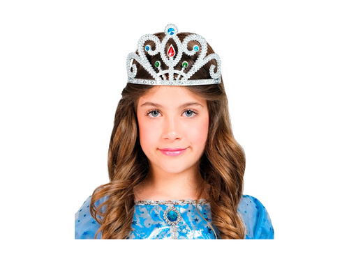 Ezüst tiara ékszerekkel