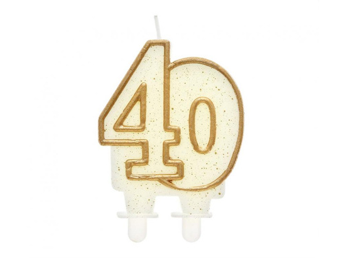 40. születésnapi gyertya arany peremmel - 1 db.