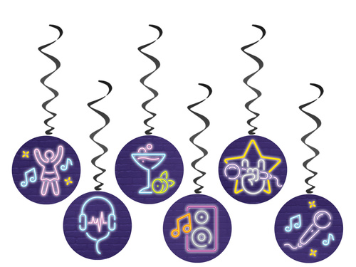 Disco Neon medál disznódísz - 6 db.