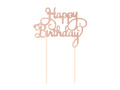 Boldog születésnapot tortadísz csillogó rózsaszín arany - 1 db.