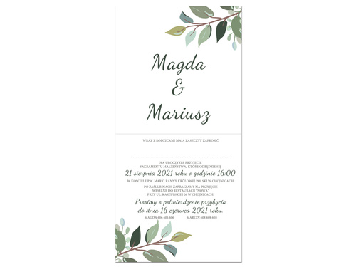 Személyre szabott esküvői meghívó borítékkal - 6 db.