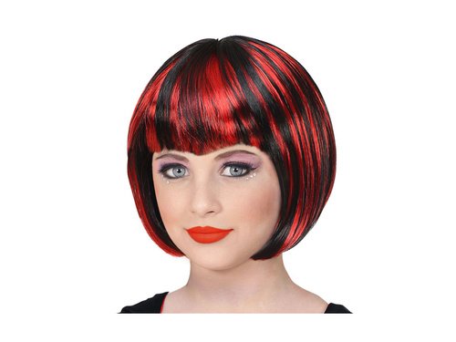 Fekete és piros Halloween paróka