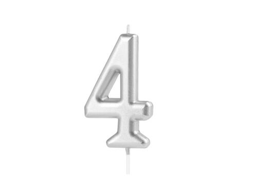 Ezüst számgyertya - 4 - 1 db.