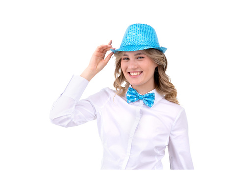 Kék flitteres csokornyakkendő - 7 x 12 cm - 1 db.