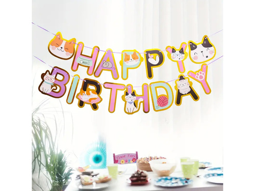 Boldog születésnapot macskák banner - 5m - 1 db.