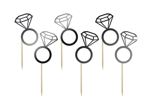 Pickers fekete gyűrűk leánybúcsúra - 6,5 cm - 6 db.