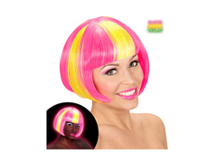 Neon sárga, rózsaszínű Valentina paróka