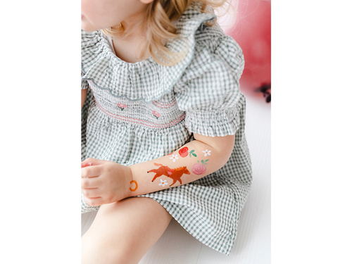 Mosható tetoválás Lovak és virágok - 16 db.