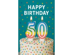 Számgyertyák színes peremmel, szám 50 - 8,5 cm - 2 db.