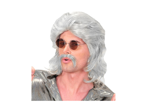 Szürke 1970-es évekbeli fazet paróka bajusszal