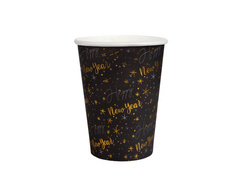 Papírpoharak szilveszterre Boldog új évet - fekete - 270 ml - 10 db.