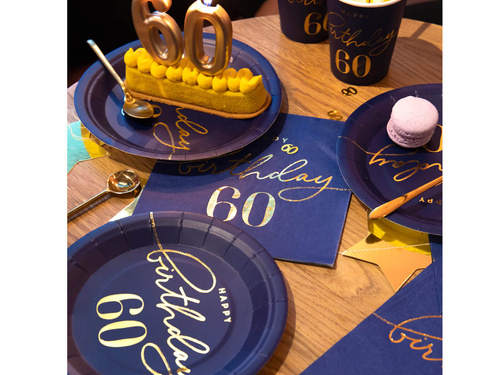 Papírtányérok 60. születésnapra tengerészkék - 18 cm - 6 db.