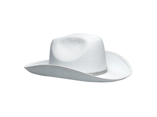 Cowboy kalap cirkonokkal fehér - 1 db.