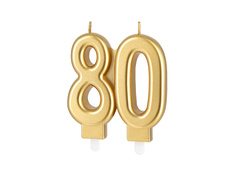 Arany 80. évfordulós gyertya - 7,7 cm - 1 db.