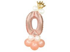 Léggömb készlet nullás számmal rózsaszín arany - 15 db.