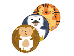 Papírtányérok születésnapokra Állatkerti állatok - 23 cm - 8 db.