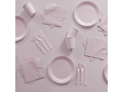 Világos rózsaszín műanyag evőeszközök - 24 db.