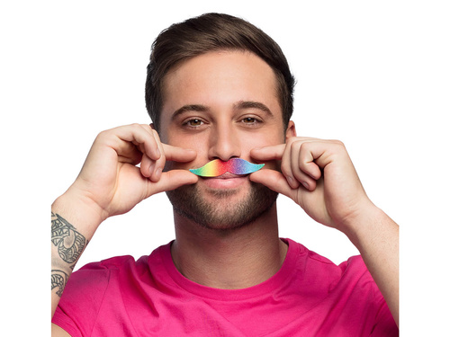 Öntapadós szivárványos bajusz - 6 db.