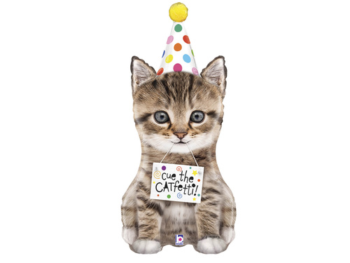 Fólialufi Cica születésnapi sapkával - 104 cm - 1 db.