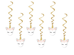 Egyszarvú születésnapi függő dekoráció - 6 db.