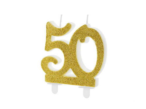 50. születésnapi gyertya arany csillogással - 1 db.
