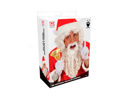 Deluxe Mikulás paróka göndör fürtökkel, szakállal, bajusszal és szemöldökkel