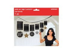 Dekoratív füzér lampionokkal születésnapokra - 365 cm - 1 db.