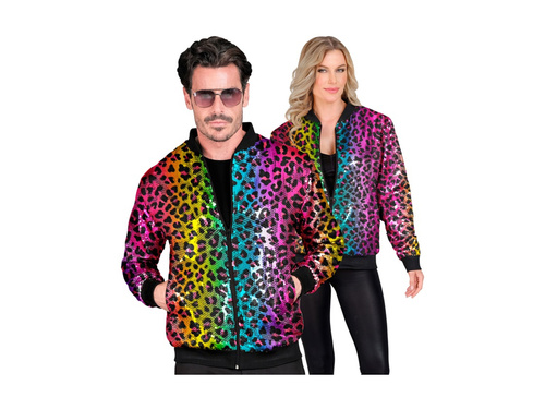 Party flitteres kabát - bomber dzseki - szivárványos leopárd motívummal