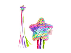 Holografikus flitteres csillag három színű fonatokkal - kislánynak