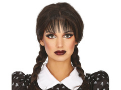 Paróka fekete copfokkal és rojtokkal - 1 db.