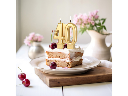Arany 40. évfordulós gyertya - 7,7 cm - 1 db.