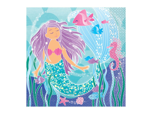 Sellő terítő + poharak + szalvéták + papírtányérok készlet - 33db.