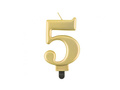 Fémszínű arany számgyertya - 5 - öt