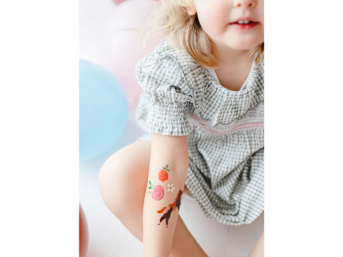 Mosható tetoválás Lovak és virágok - 16 db.