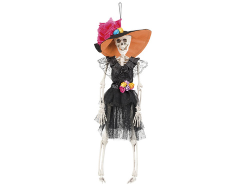 Mexikói női csontváz függő dekoráció - 40 cm - 1 db.