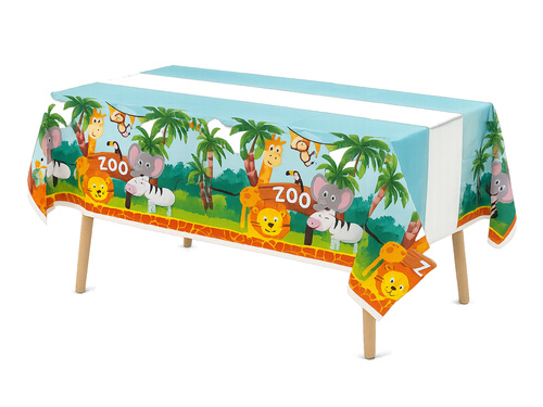 Állatkerti születésnapi terítő - 108 x 180 cm - 1 db.