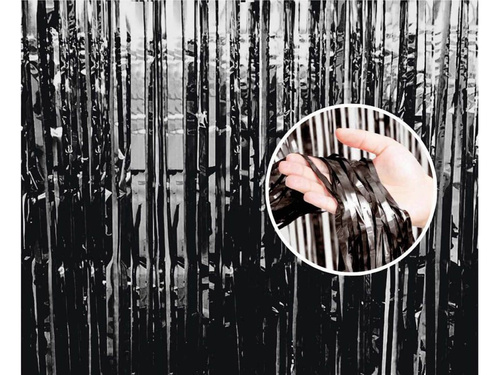 Függöny - ajtófüggöny metálfekete - 90 cm x 240 cm