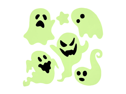 Fluoreszkáló zselés ablakmatricák Szellemek - 1 készlet
