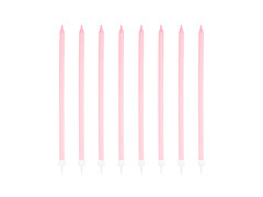 Születésnapi gyertyák hosszú rózsaszín - 15 cm - 8 db.