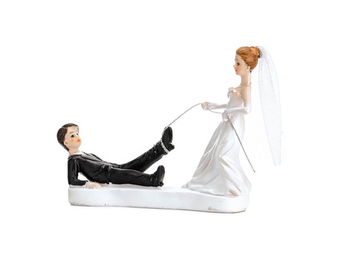 Menyasszony és vőlegény figura kötéllel - 13 cm.