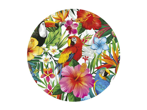 Hawaii trópusi madarak papírtányér - 23 cm - 6 db.