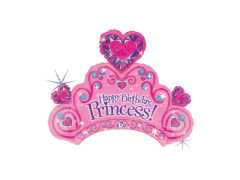 Boldog születésnapot Tiara alakú fólialufi - 31" - 1 db.