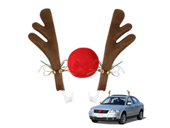 Autódísz Barna rénszarvas szarvak és orr - 1 szett.