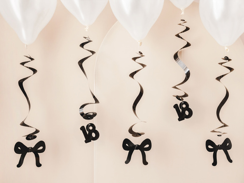 Lógó dekorációs örvények 18. születésnapi party íjakhoz - 5 db.