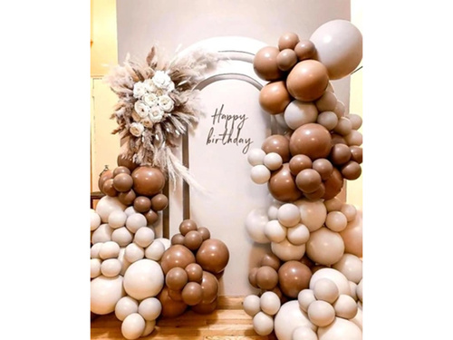 Léggömb girland léggömb készlet bézs és eperfa - 81 db.