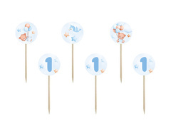 Kék mackók lufikkal - 7 cm - 6 db.